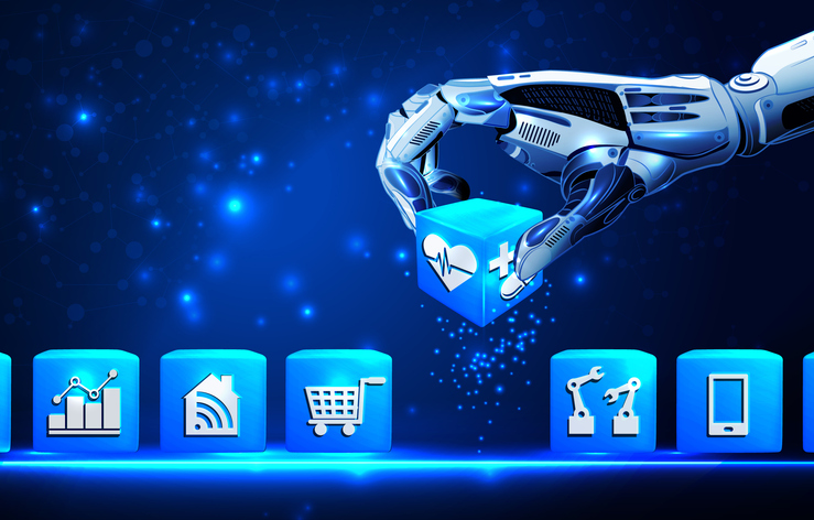 Mani AI che tengono un prototipo 3D