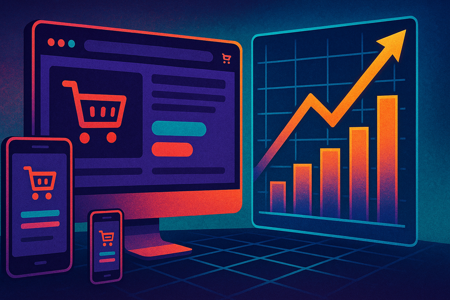 Grafico ascendente che si trasforma in un layout web